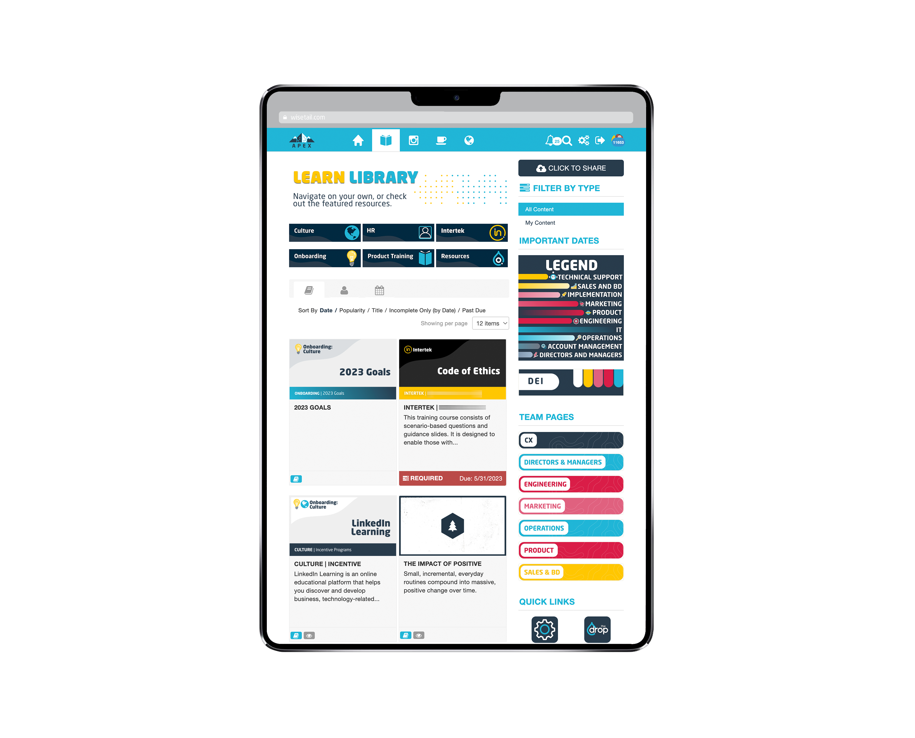 screenshot of Wisetail LMS